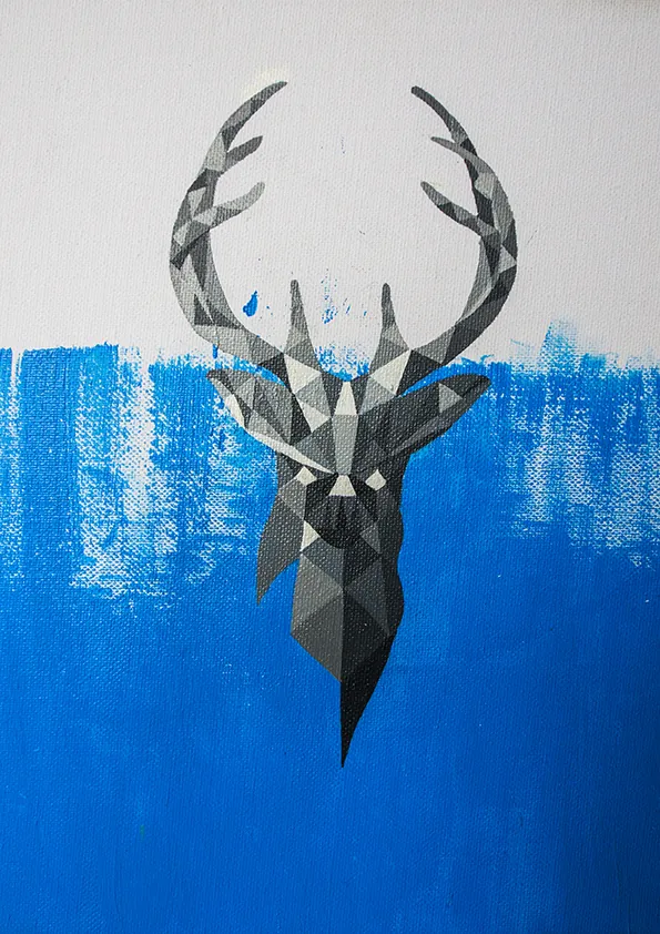 The deer painting photographed in different light