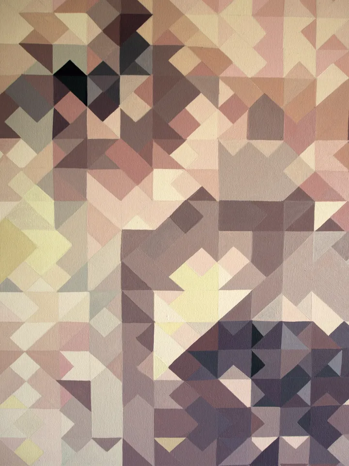 Detail of the painted triangles in light and dark tones