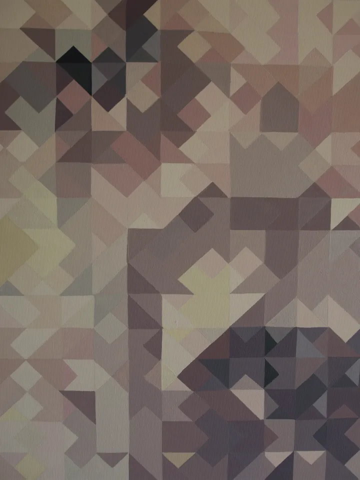 Detail of the dog's muzzle in the triangle mosaic