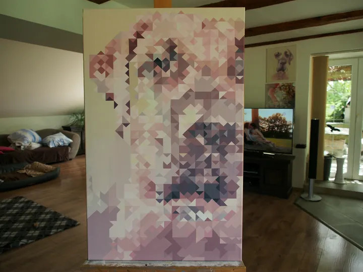 The Hašiko painting on display in a living room