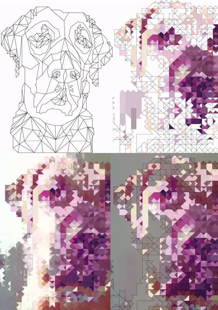 Collage of four versions of the Hašiko portrait
