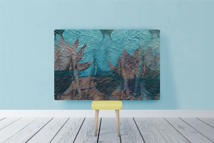Visualisation of a turquoise version of the canvas in an interior