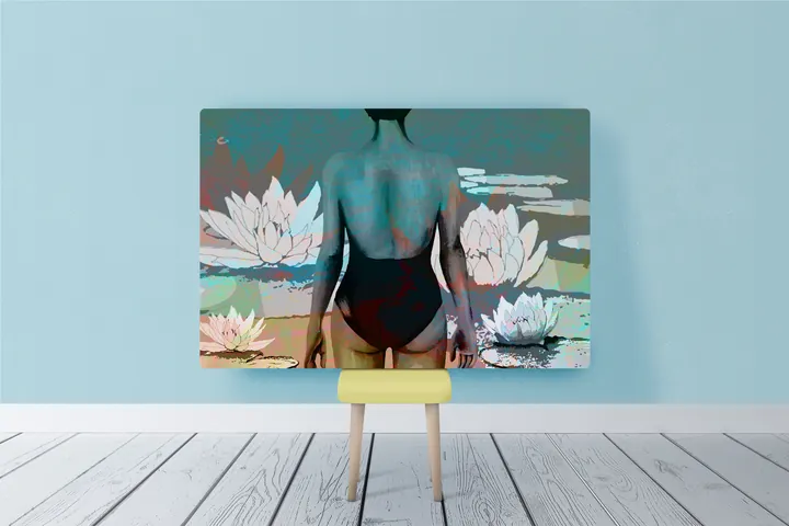 Visualisation of a version with water lilies in an interior
